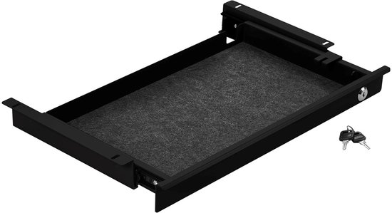 Tiroir à documents en acier CAVO 500 mm noir verrouillable avec entrée de câble Tiroir de bureau pour objets de valeur