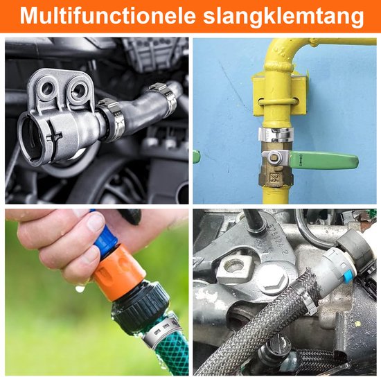 Slangklem Set RVS - Einoor Slangklemmen - Slang Bevestigingsringen - Voor Buizen & Slangen - Gereedschap - Volwassenen - Zilver - 6-21mm - 100 Stuks van Merkloos — afbeelding 3