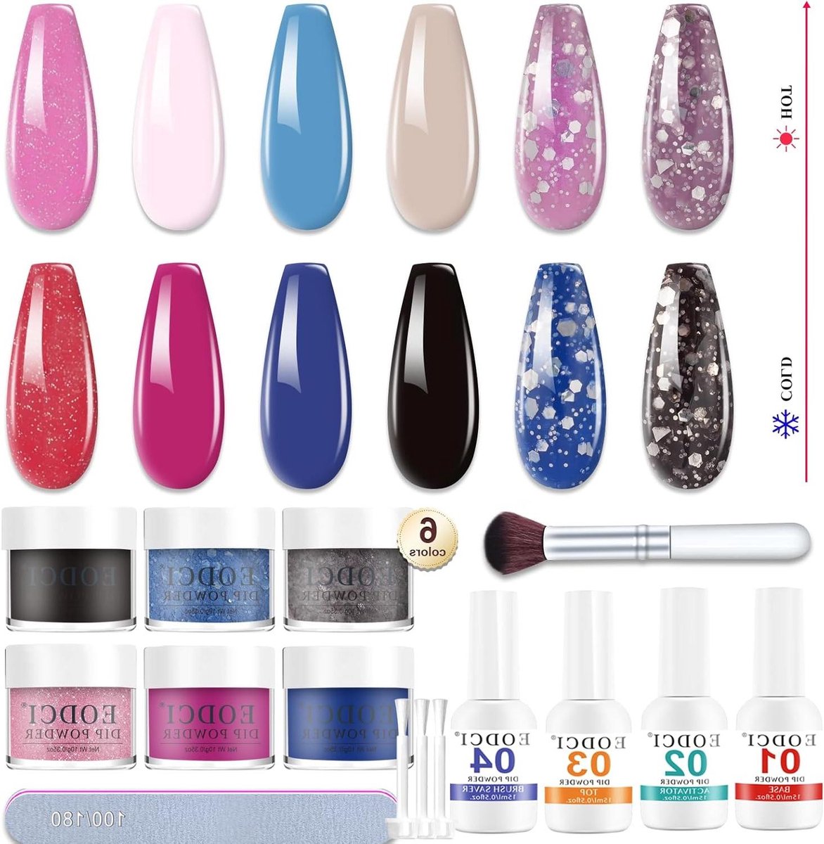 Dipping Powder Nails Set Starter Kit - 6 kleuren Thermo Dip Poeder met accessoires