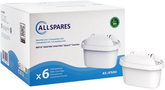 AllSpares Waterfilter (6x) voor Waterkannen 100486 / 101929 / 10222144 geschikt voor o.a. Brita Maxtra, Maxtra+ en Bosch Tassimo