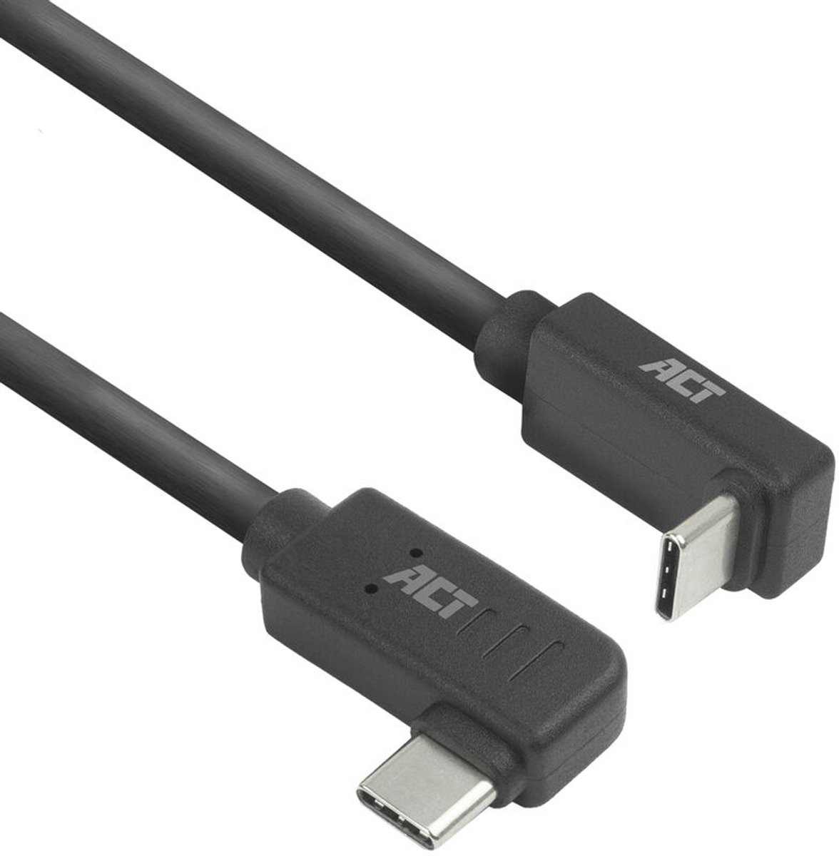 Image of ACT USB 3.0 10Gbps 60W USB Type-C (haaks links/rechts) naar USB Type-C (haaks boven/beneden) kabel, 1 meter AC7481
