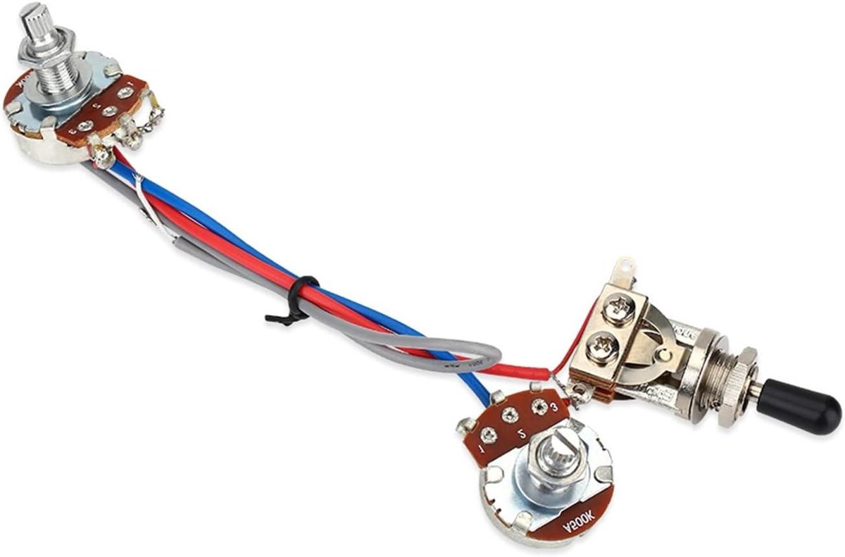 Allecto Plus - Bedrade harnas kit 3-weg voorgebedraad connector harnas kit voor elektrische gitaar met dubbel elektronisch circuit