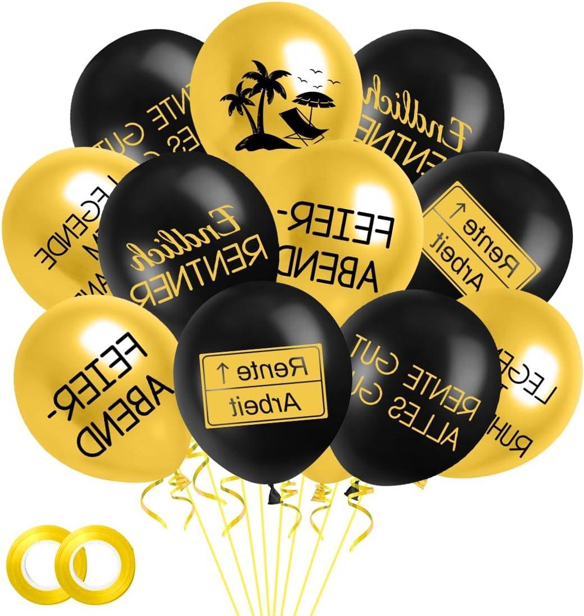 Allecto Plus - feestelijke pensioen folieballon en 36 latexballonnen (30 cm) - decoratie voor afscheid en oudedagsfeest met pensioen thema.