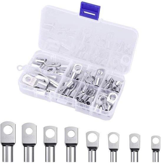 Set van 60 kabelschoenen, boutgat vertind koperen kabelverbinders, vertind klemmen, koperen klemmen, set kabelschoen auto batterij SC klemmen terminalset buiskabelschoenen knijpkabelschoenen Set van 60 kabelschoenen, boutgat vertind koperen kabelverbinders, vertind klemmen, koperen klemmen, set kabelschoen auto batterij SC klemmen terminalset buiskabelschoenen knijpkabelschoenen