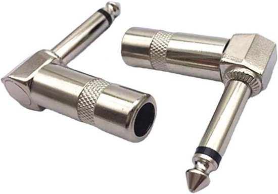 6.35mm 1/4 Inch Mono Haakse Jack Plug, 2-polig - Pak Van 2, Plastic Grip Repair Jack TS Male Solder Type DIY Audio Cable Connector