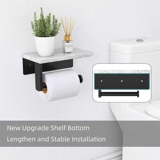 Toiletpapierhouder met natuurlijke marmeren plank voor badkamer