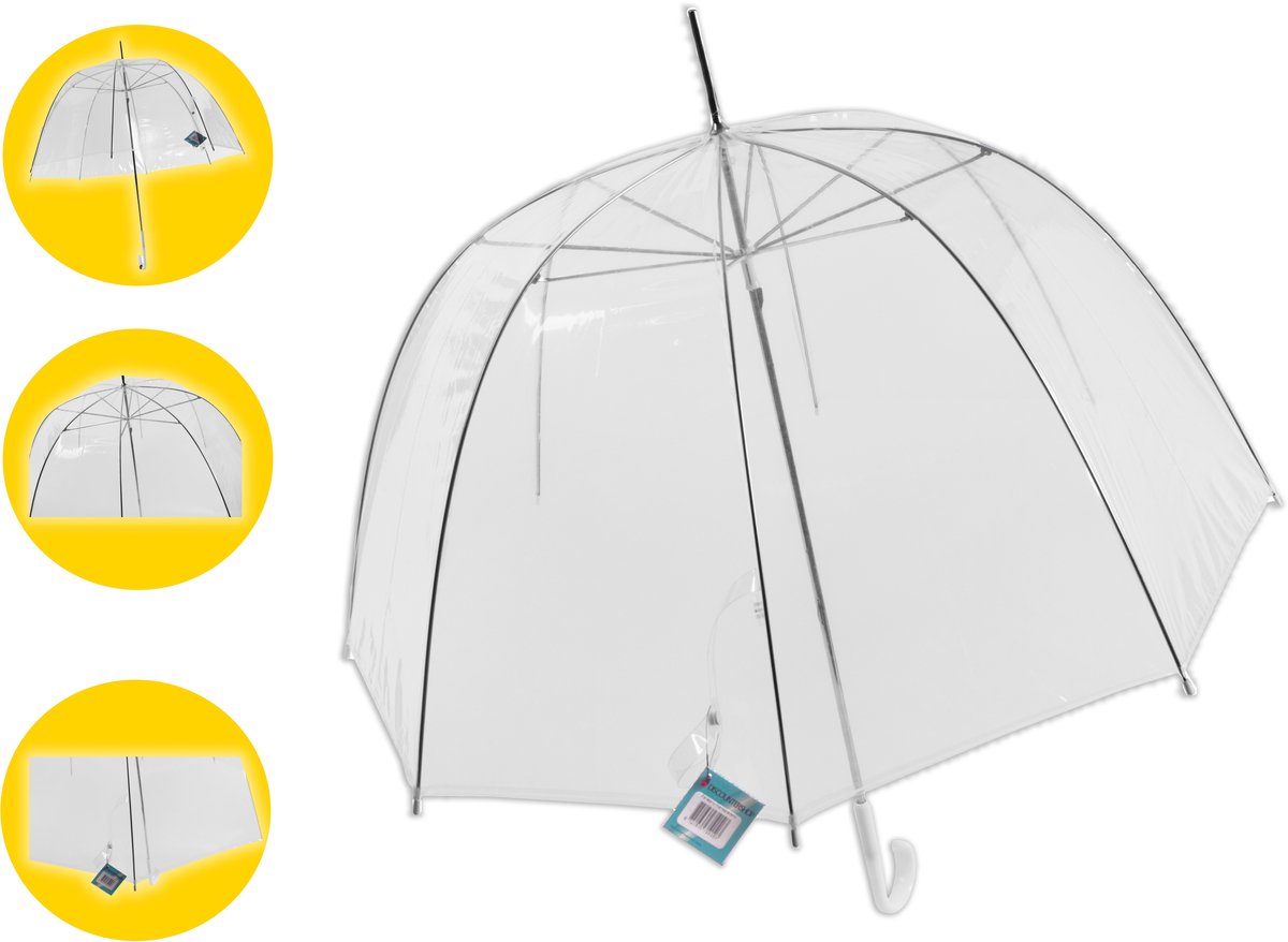 Transparante Koepelparaplu Set van 2 – Paraplu Bruiloft Lichtgewicht – Doorzichtige Paraplu Ø75 cm – Haakvorm Handvat – Koepelvormige Paraplu voor Speciale Gelegenheden en Fotoshoots — cadeau in Cadeau-ideeën - foto 5
