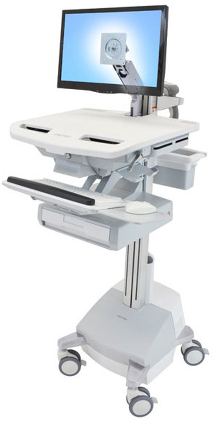 Ergotron StyleView Aluminium Multimediawagentje Grijs Wit Vlak Paneel Mobiel Schermwagen