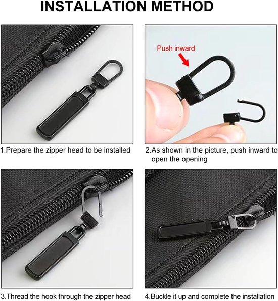 8 Stuks Ritstrekker Vervangingen, Ritstrekker Lip Metalen Rits Schuif Vervanging Afneembare Rits Trekker Rits Hoofd voor Kleding Rugzak Jassen Broeken Laarzen Bagage
