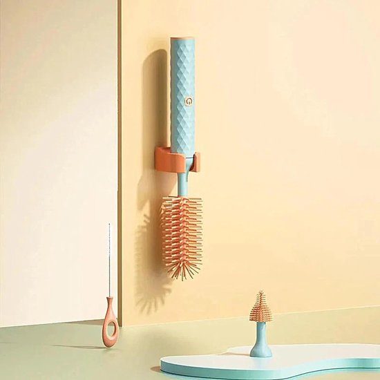 Elektrische flessenborstel, babyflessenreiniger, siliconen reinigingsborstels, waterflesreinigingsset, fopspeenborstel met handvat, zuiger- en speenreiniger voor zuigelingenvoeding van Merkloos — afbeelding 4