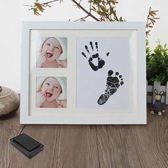Tianher Voetafdruk voor baby's, 4 stuks, middelgrote pootafdrukset, hond, kat, handafdrukset, voetafdrukset, hand- en voetafdrukset, stempel, cadeaus voor huisdieren, zwart