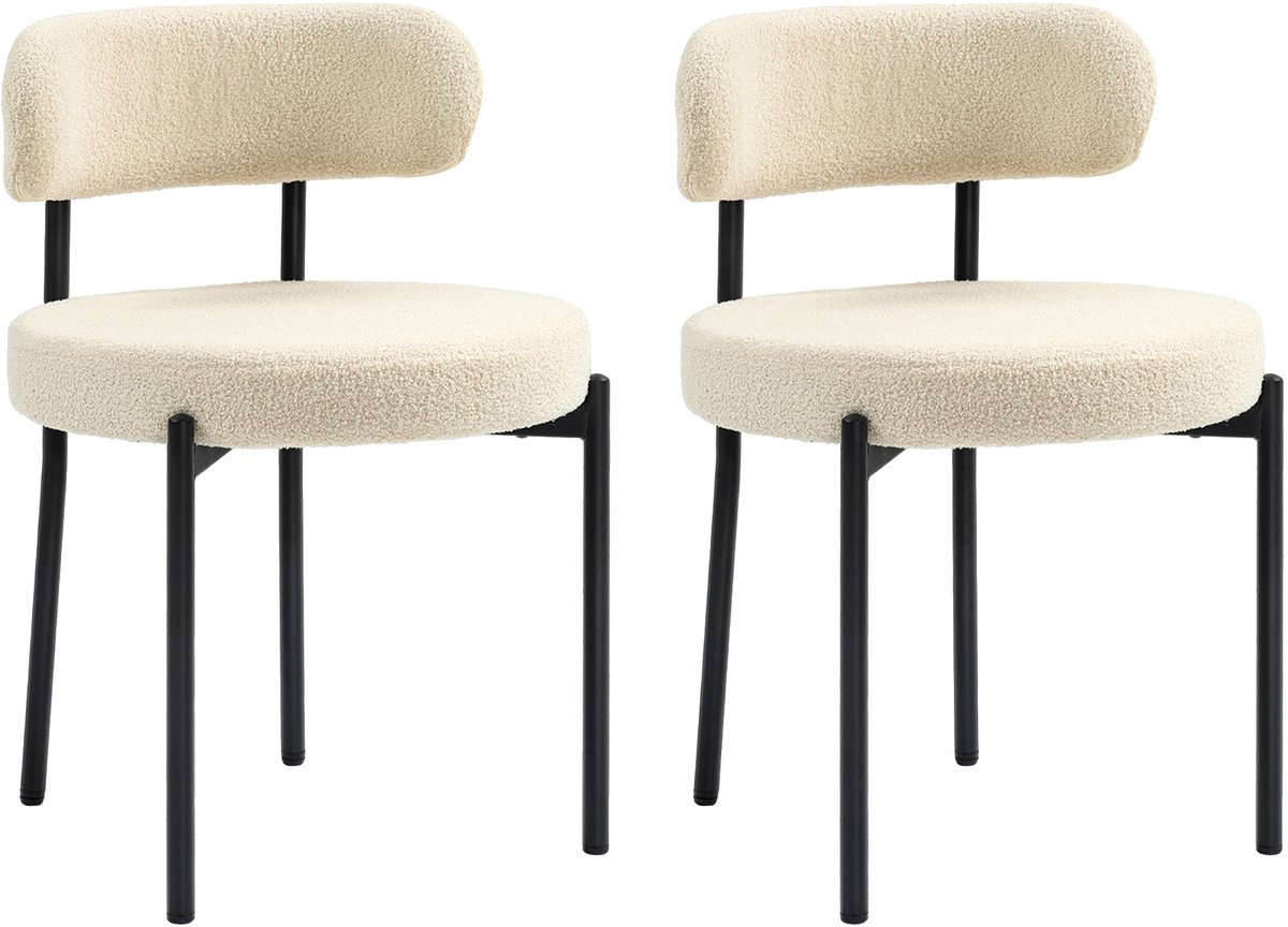 HOMCOM-Eetkamerstoel-Polyester-51x51x76cm-Beige