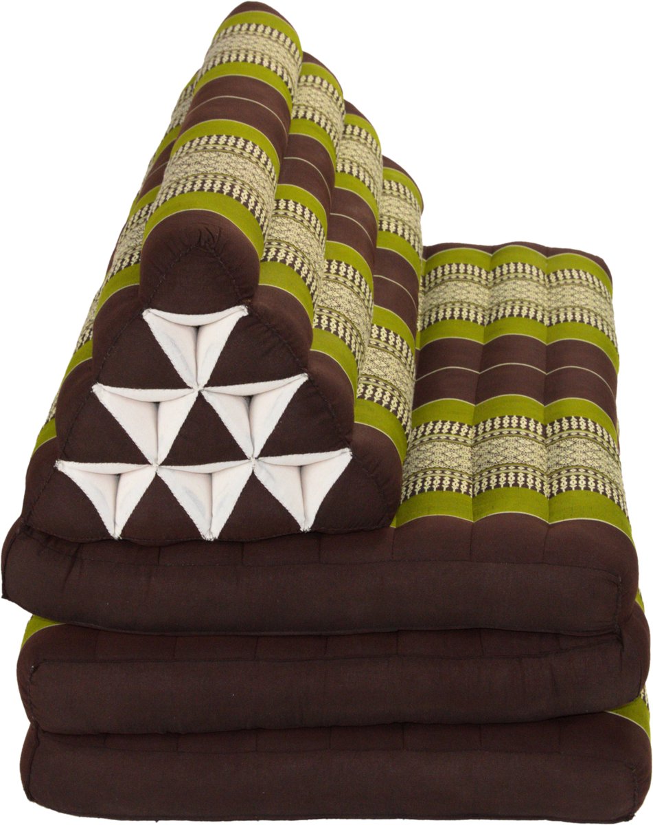 Fine Asianliving Thais Kussen Meditatie Driehoek Vloer Ligmat Yoga Uitklapbaar Kapok 80x190x7cm XXXL Groen Meditatie Mat Matras