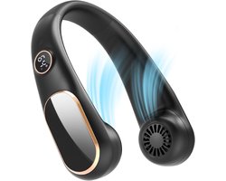 Neck Fan - Oplaadbare Draagbare Persoonlijke Ventilator - Handenvrij Draagbaar (Batterij) - 5 Snelheden - USB Nekkoeling voor Binnen & Buiten - Aanpasbare Breedte - Digitaal Display - 4-12 Uur Werktijd