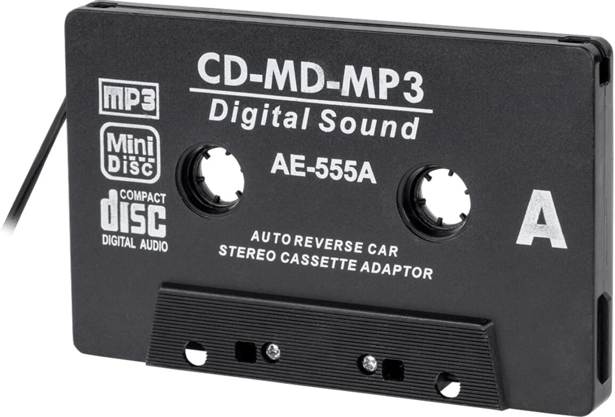 Auto CD/MD Cassette Adapter - 3.5mm Jack (m) - Zwart