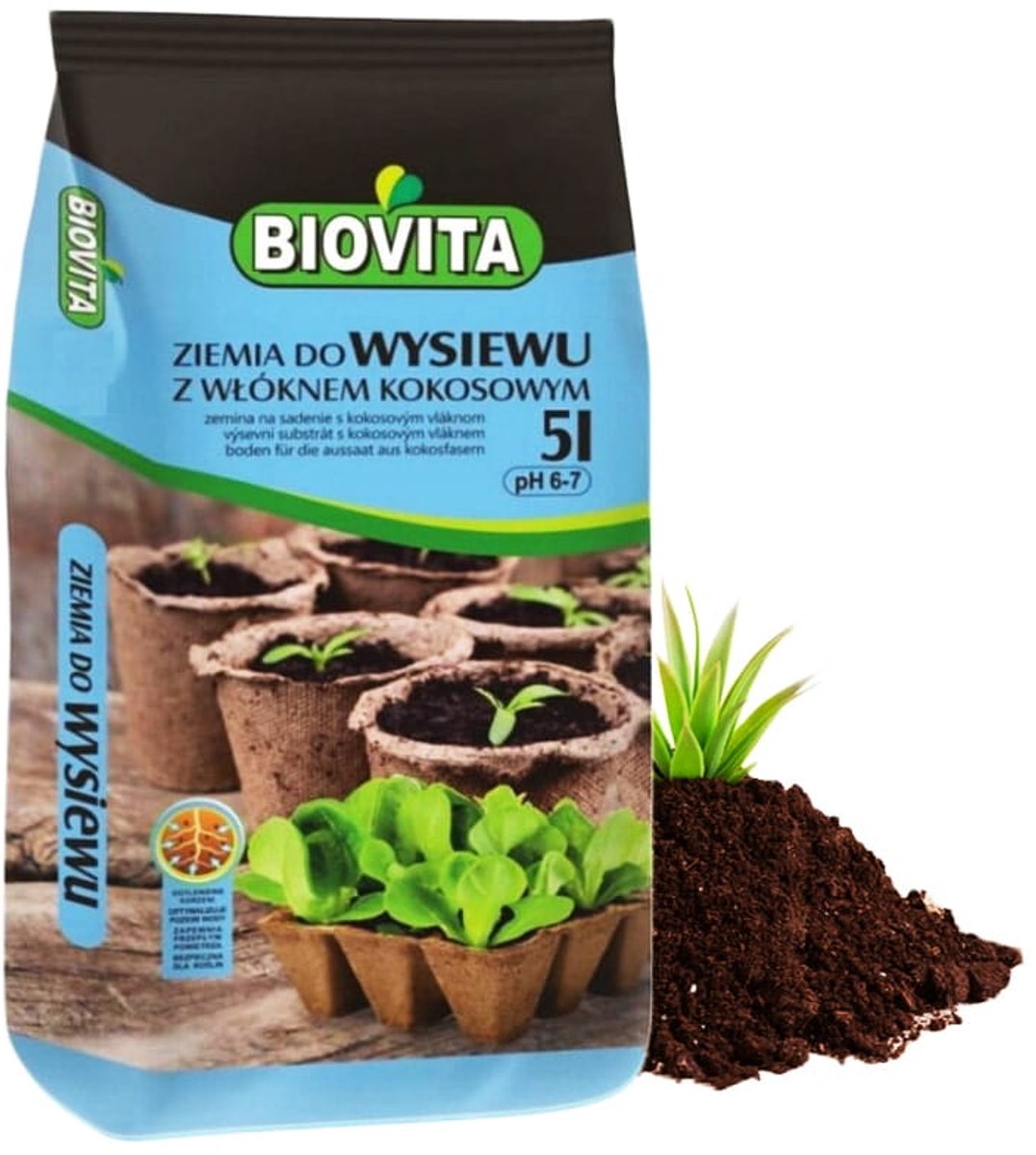 Biovita Serie - Kokosvezel Zaaigrond - 5L - Professioneel Substraat - Startmeststof