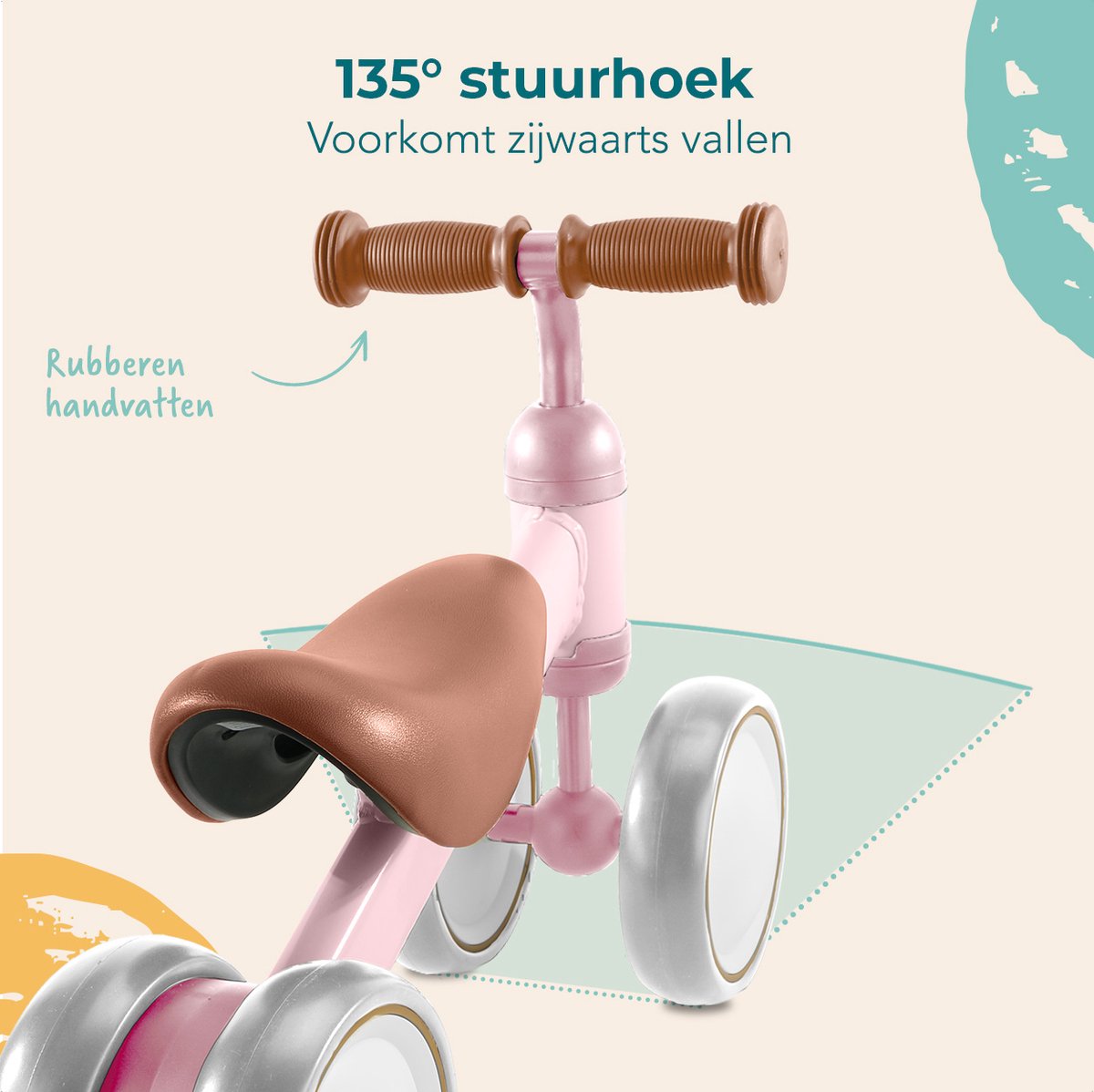 LifeGoods Loopfiets - Speelgoed Vanaf 1 jaar - Jongens en Meisjes - Kinderstep - Loopfietsje - Roze — afbeelding 3