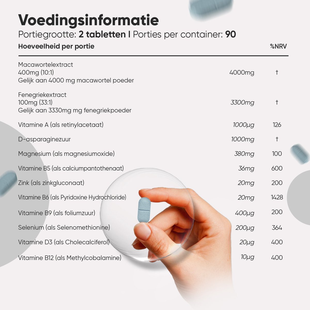 WeightWorld Natuurlijke Testosterone Booster voor Mannen - Met Maca, Magnesium, Zink en Vitamine D3 - 180 vegan tabletten voor 3 maanden - Draagt bij aan normale testosterongehalten — afbeelding 2