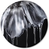 Metallic bloem met vloeibare druppels - Metaal wanddecoratie rond - Wandschaal bloem - Hyperrealisme - Wandcirkel van Forex - Klassiek geïnspireerde wanddecoratie - muurcirkel forex 100x100 cm