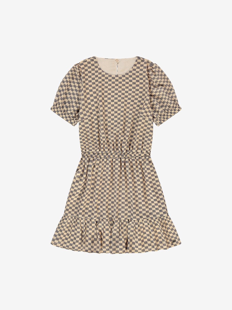 Nik&Nik zomer jurk meisjes - taupe / zwart - Bailey