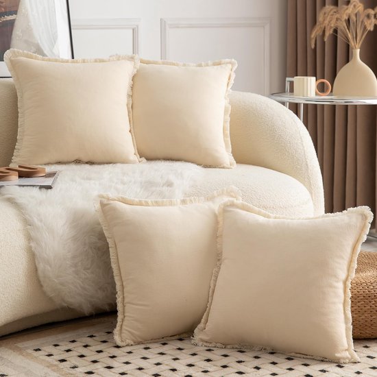 TOCOMOA 2 Stück Boho Kissenbezug 40x40 Beige - Flauschig Zierkissen TOCOMOA 2 Stück Boho Kissenbezug 40x40 Beige - Flauschig Zierkissen