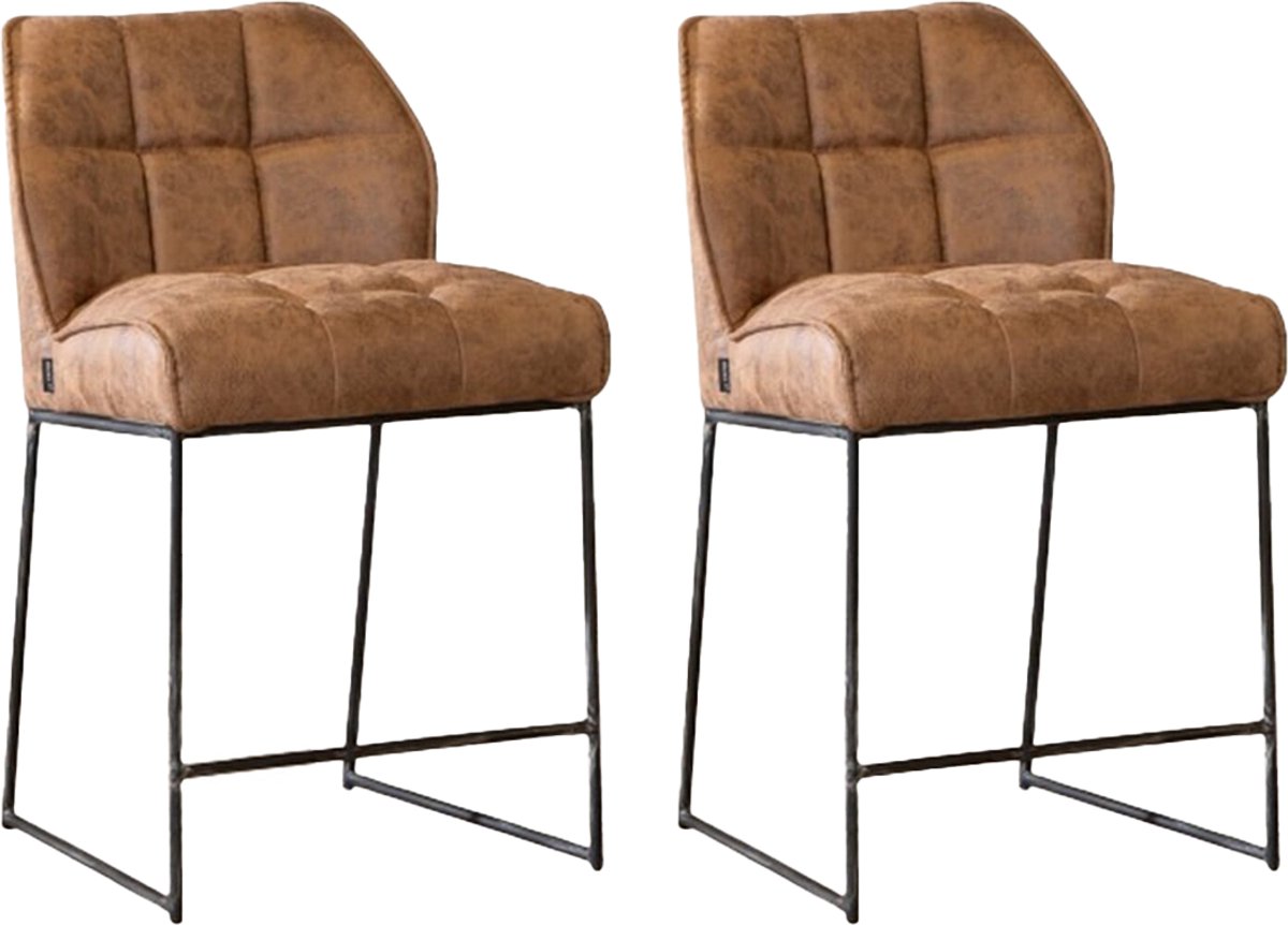 Bronx71 Industriële barkruk Abel cognac 70 cm - barkrukken set van 2 - barstoel