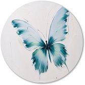 Abstracte vlinder in blauwtinten - Vlinder wanddecoratie rond - Ronde muurdecoratie dier - Abstract expressionisme - Forex muurkunst rond - Klassiek geïnspireerde wanddecoratie - muurcirkel forex 70x70 cm