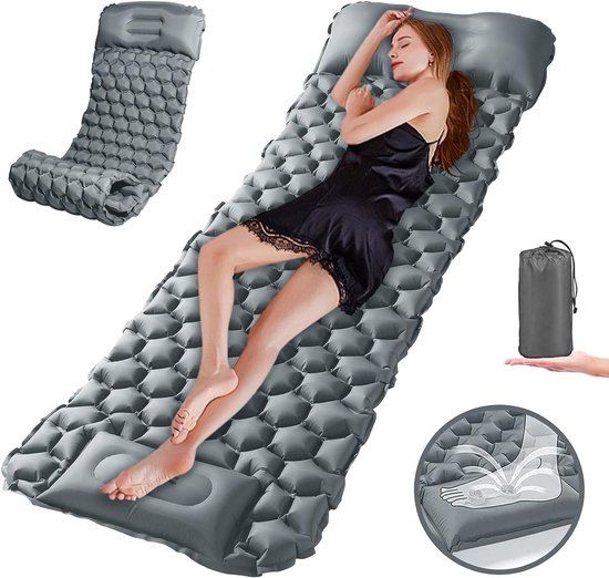 Isomat voor buiten, luchtmatras, zelfopblazend, met voetperspomp, 200 cm, ultralicht, opblaasbaar, campingmatras, waterdicht, voor wandelen, reizen, strand