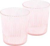 Paveau Pink Ribbed Waterglazen - 2 Stuks - Duurzaam Borosilicaatglas