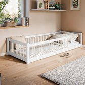 Kinderbed 90 x 200 cm zonder hoofdbord - 2 lades - grenen MDF - roodbruin (zonder matras