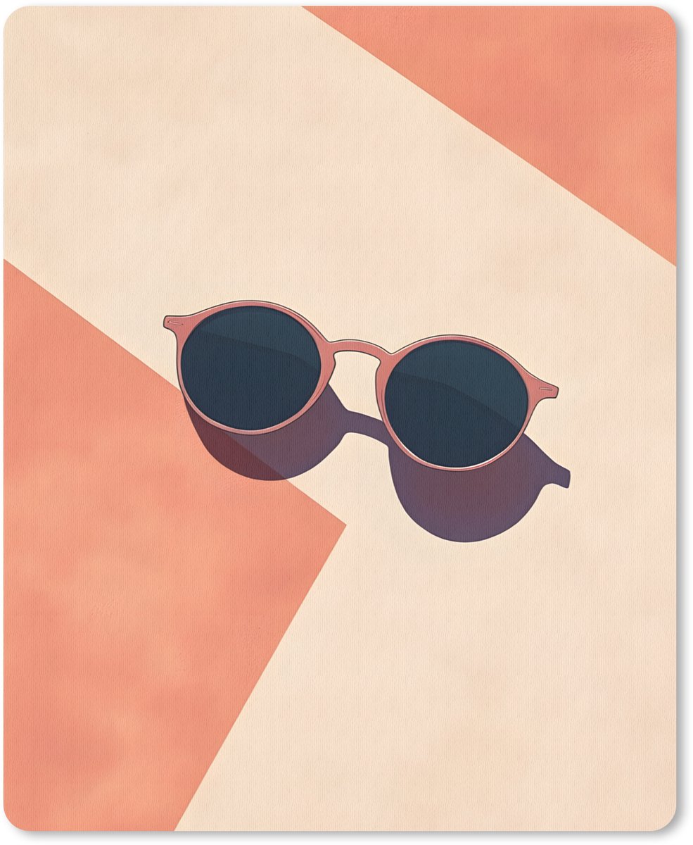 Muismat 19x23 cm - Mousepad Zonnebril - Schaduw - Oranje - Minimalistisch - Muismatten