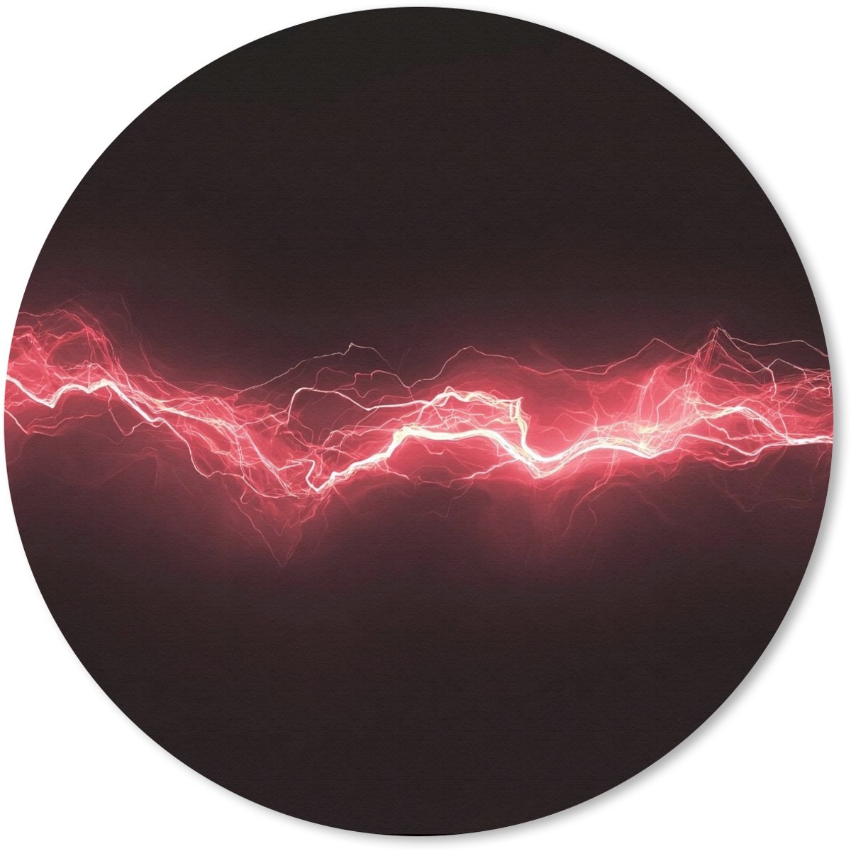 Muismat rond 30x30 cm - Mousepad Gaming - Rood - Elektriciteit - Energie - Lijn - Ronde muismatten