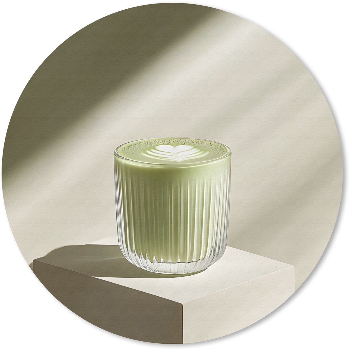 Muismat rond 20x20 cm - Mousepad Matcha - Glas - Groen - Minimalistisch - Ronde muismatten