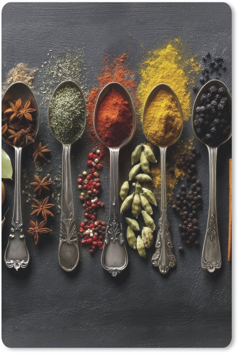 Muismat 18x27 cm - Mousepad Lepels - Specerijen - Kaneel - Chili - Muismatten