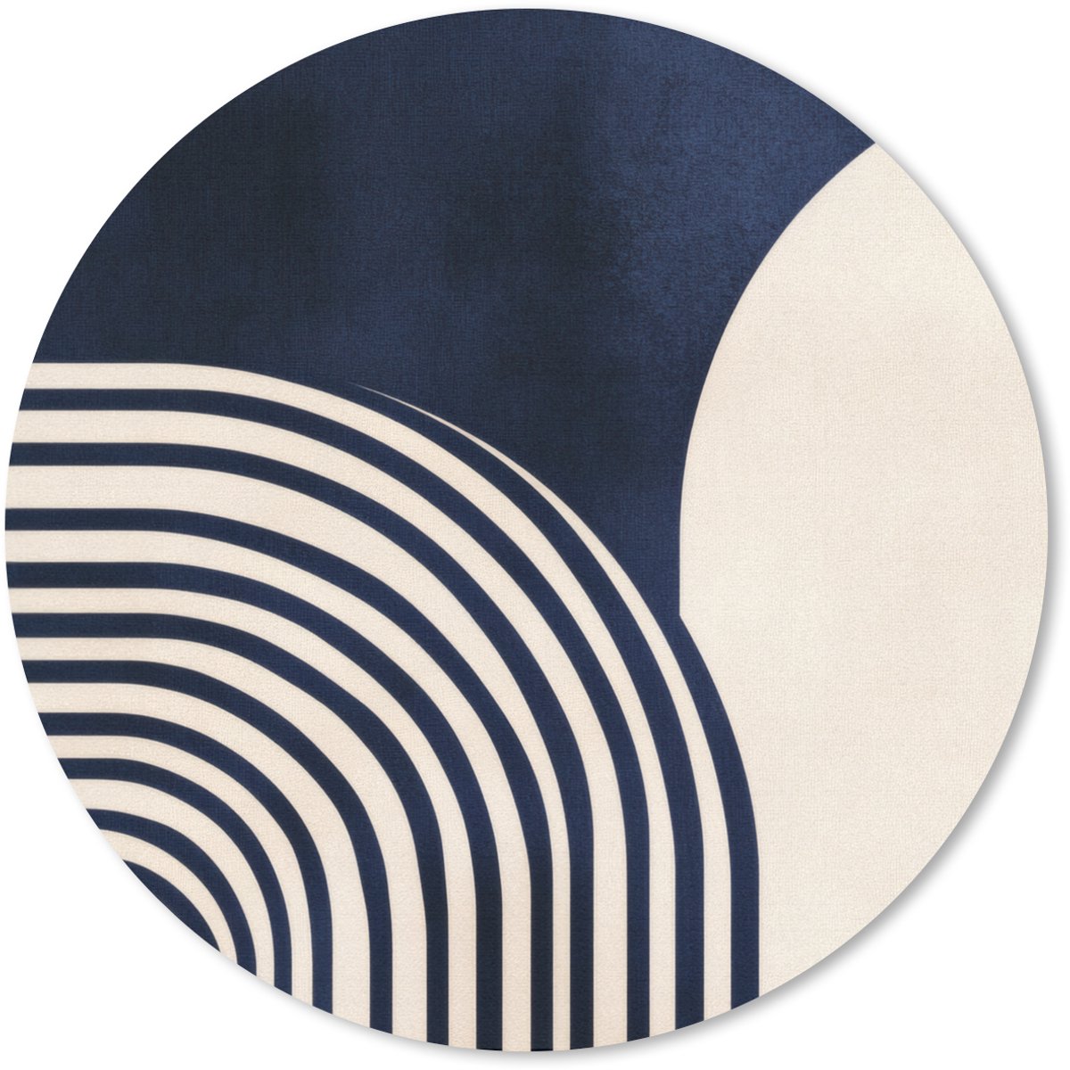 Muismat rond 40x40 cm - Mousepad Donkerblauw - Abstract - Lijnen - Ronde muismatten