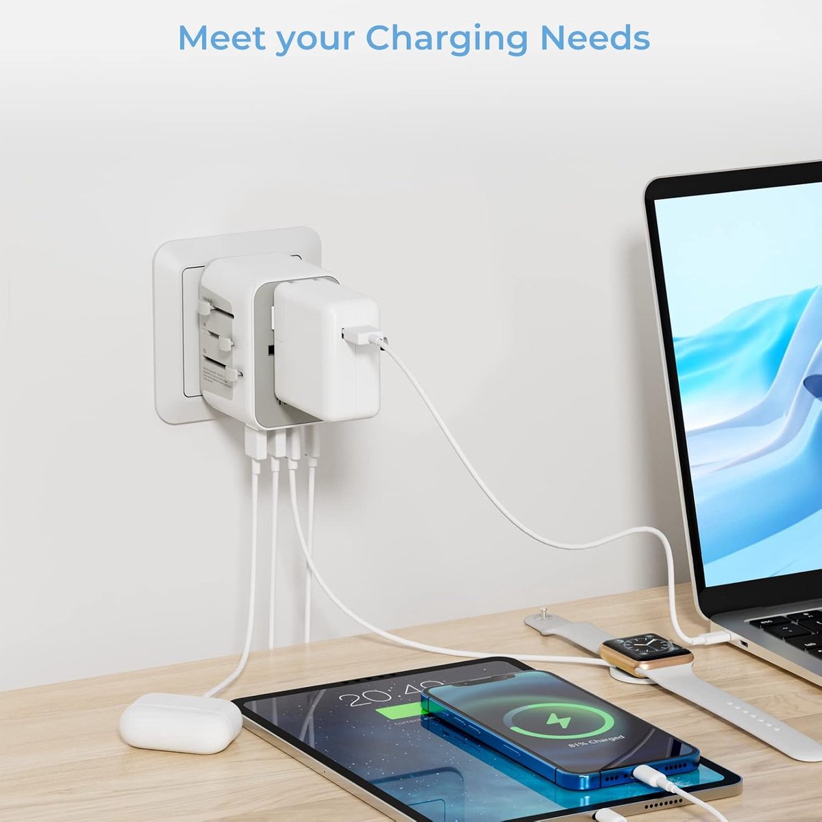 Famanu Reisadapter Wereldwijd, Universele Reisadapter Met 2 Usb En 3 Usb C, Internationale Stopcontactadapter, Reisstekkeradapter Wereldwijd