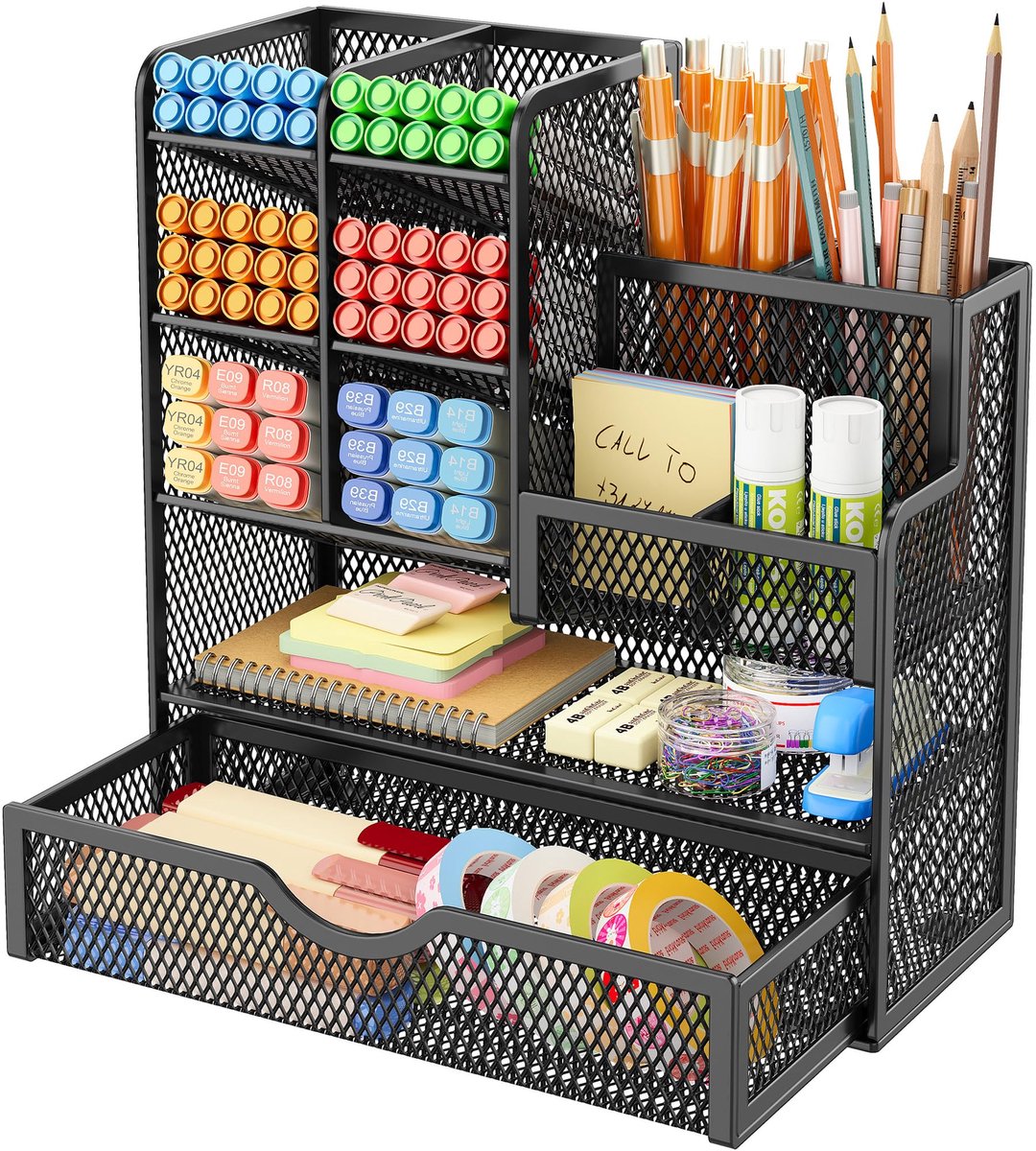 Ibenzoa® Bureau-organizer met 10 vakken voor pennen en meer - ideaal voor school, thuis en kantoor