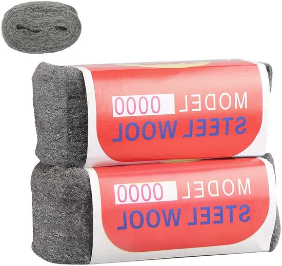Staalwol 0000 - 2 Rollen Van 100g, Fijn Staalwol, Snijbaar, Voor Het Reinigen Van Jaloezieën, Tuinmeubelen, Lakvlekken En Meer