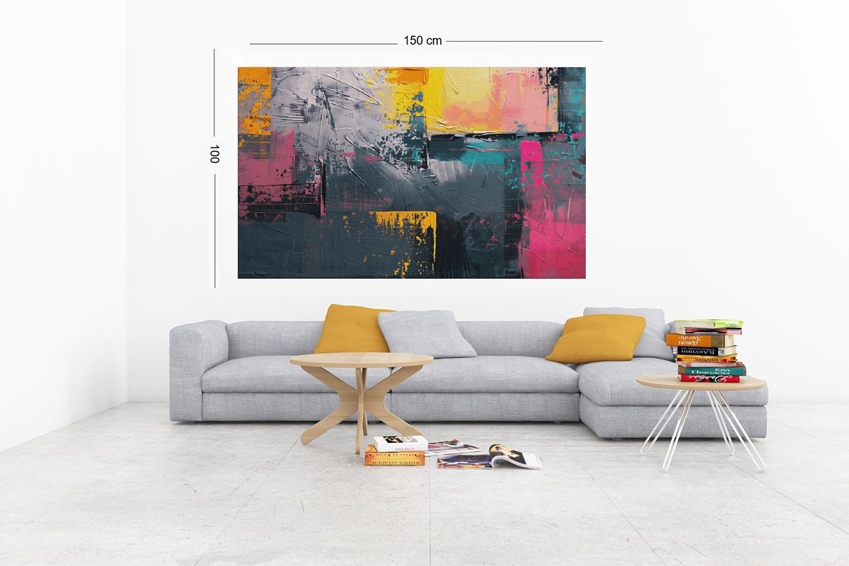 Trendex Global Canvas Schilderij - Abstracte kunst - Kleurrijk - 90x60x2 cm