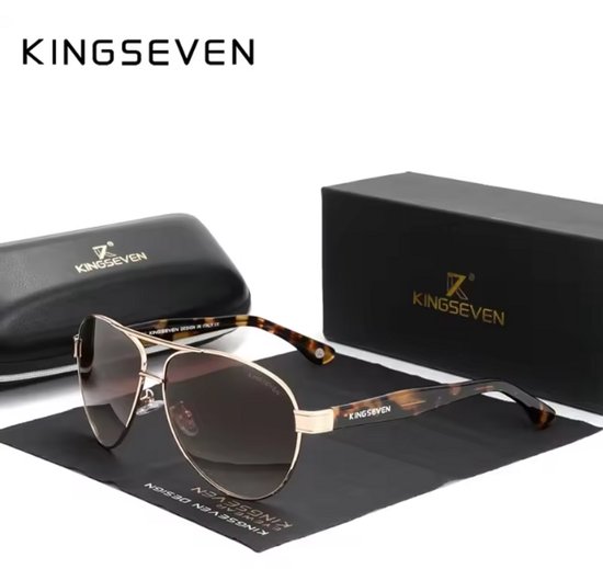 Lunettes de soleil KINGSEVEN 7777 - Léopard-Marron - Homme - Femme - Polarisées - UV400 - Aviateur