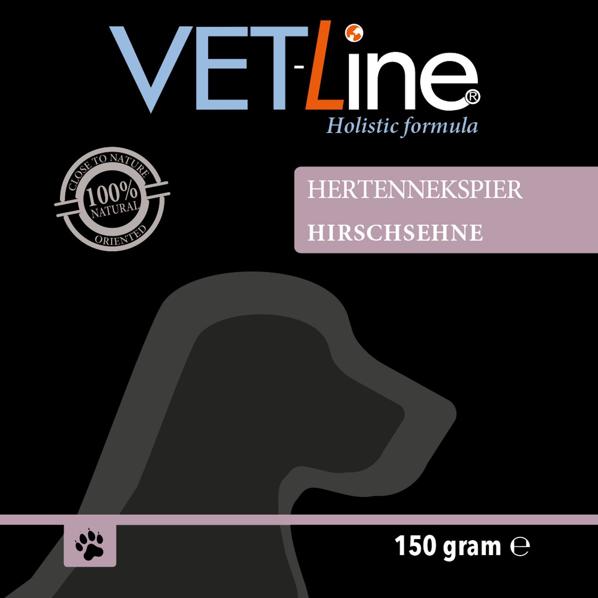 VETLINE - Hertennekspier – 150 gram - Natuurlijk Kauwplezier voor Honden (100% Hert)