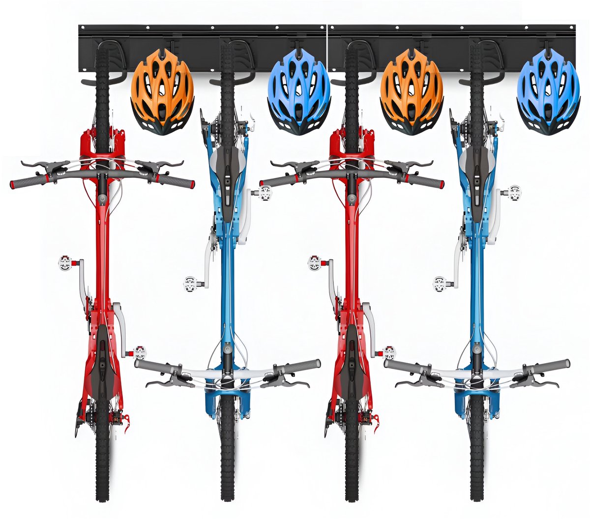 TOJ Fiets Ophangsysteem - Fietshaak - Fiets Ophangbeugel - Muurbeugel Fiets - Fietsenrek voor 4 Fietsen - Metaal - 120CM - Mat Zwart
