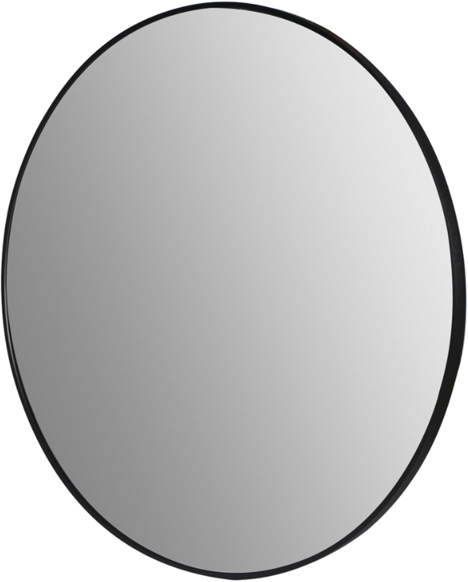 Luxaliving Ronde Wandspiegel 80 cm – Zwart Metaal – Veiligheidsglas – Modern Design voor Hal, Badkamer of Woonkamer"