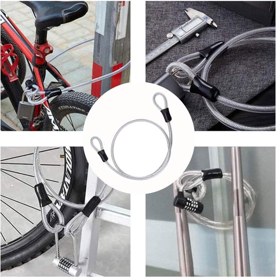 Staalkabel Met Lussen – 2 Meter Lang, 4 Mm Dik – Voor Fiets, Kabelslot En Meer (2 Stuks, Zilver)