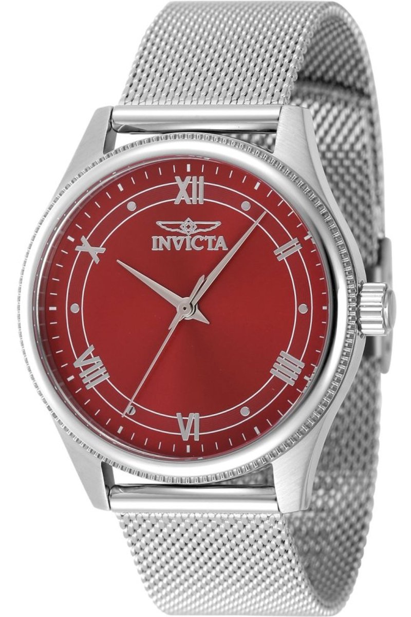Invicta Celestial 48488 Dames Horloge - Waterdicht - Analoog - Quartz Uurwerk - Roestvrij Staal met rode Wijzerplaat - 36mm