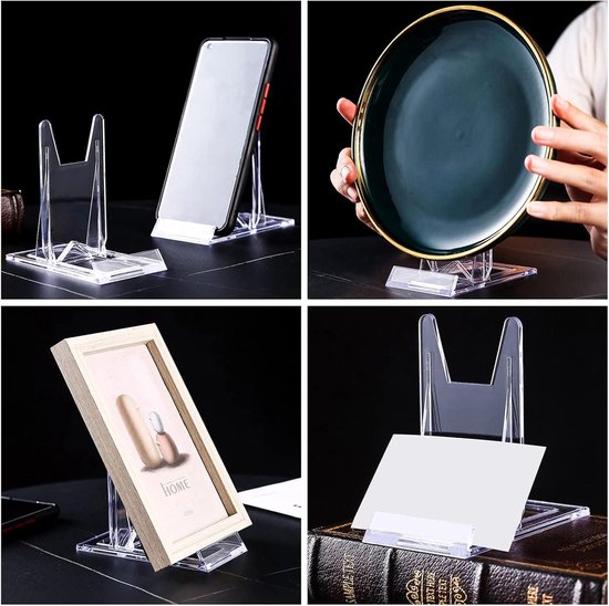6 Présentoirs En Acrylique Transparent Réglables - Support Élégant Pour Bijoux, Sacs à Main, Livres, Photos Et Assiettes