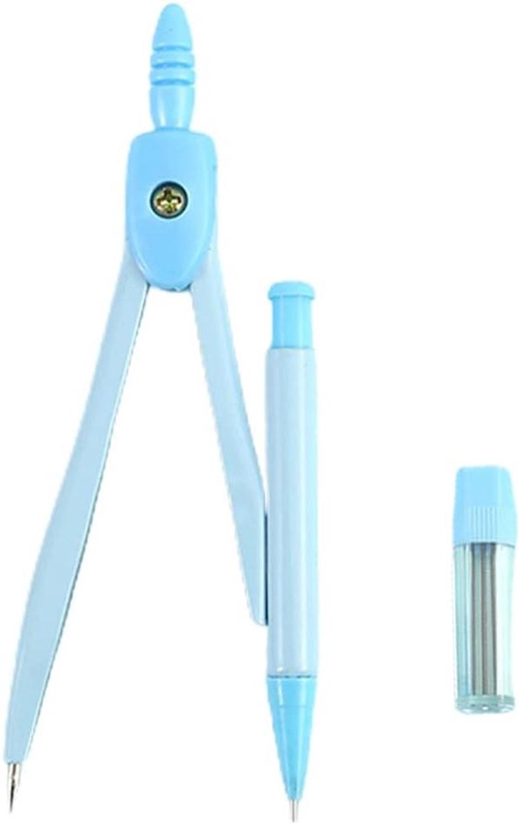 Allecto Plus - Technische tekening schoolkompas set met vulpotlood - Geometrische passerset voor wiskunde - Blauw