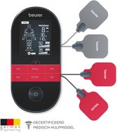 Beurer EM 59 Heat TENS/EMS/massage/verwarming apparaat - 4 in 1 - 4 Elektroden/gelpads - 2 Warmtestanden - Afteltimer - Instelbare intensiteit - 70 Programma's - 5 Jaar garantie - Zwart