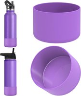 Allecto Plus - Waterfles Houder Compatibel met Brede Mond Flessen en Smalle Mond Flessen - Paarse Siliconen Fles Onderkant Hoes Beschermer - Set van 2 Stuks