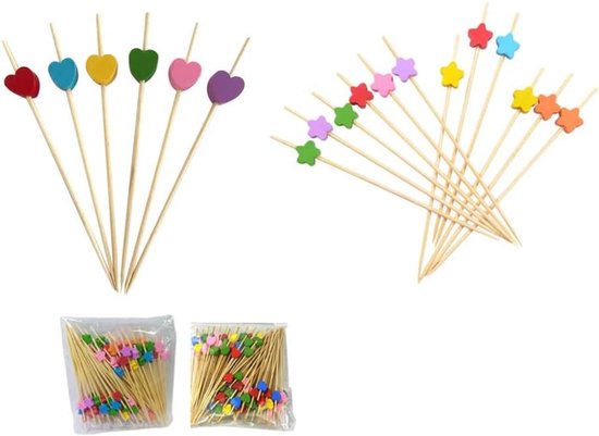 100 stuks cocktailprikkers, bamboe tandenstokers rode kralen cocktailprikkers eten fruit cocktail tandenstokers voor feestbenodigdheden, drankjes, hapjes, fruit, hamburgers (12 cm/4,7 inch